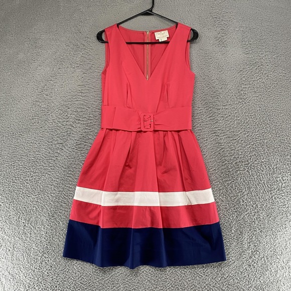 kate spade new york Dresses & Skirts - kate spade Sleeveless Colorblock Fit-and-Flare Dress in Coral, White & Navy